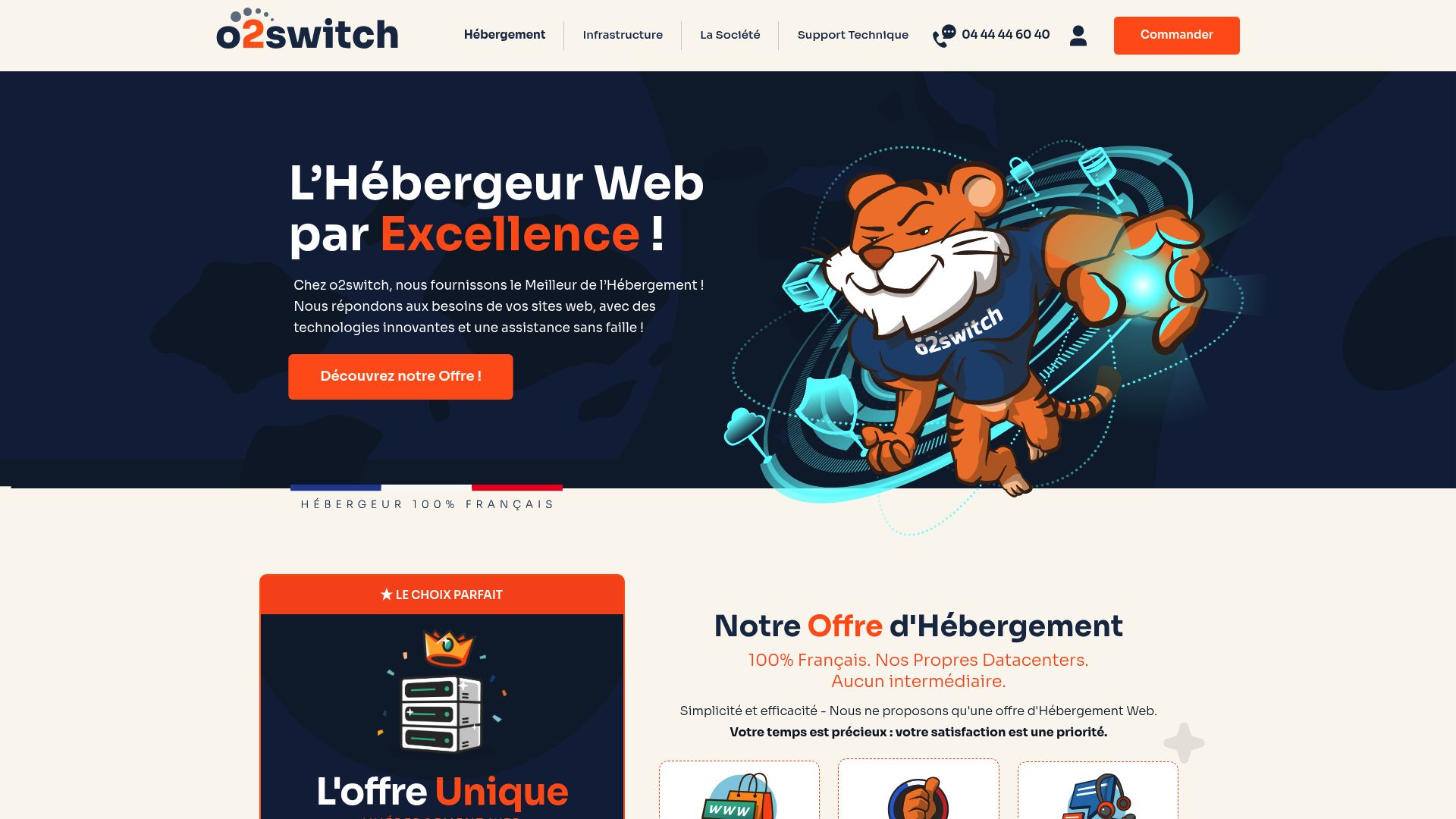 dashboard view of O2switch hosting panel showing wordpress installation options