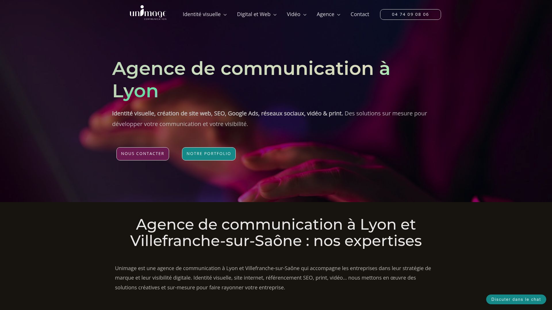 Pricing table screenshot from Unimage website showing different web packages