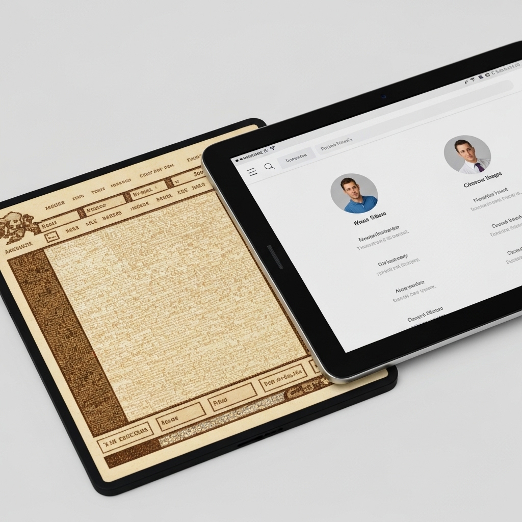 Comparaison visuelle entre un site web daté et une refonte moderne UX friendly sur écran d