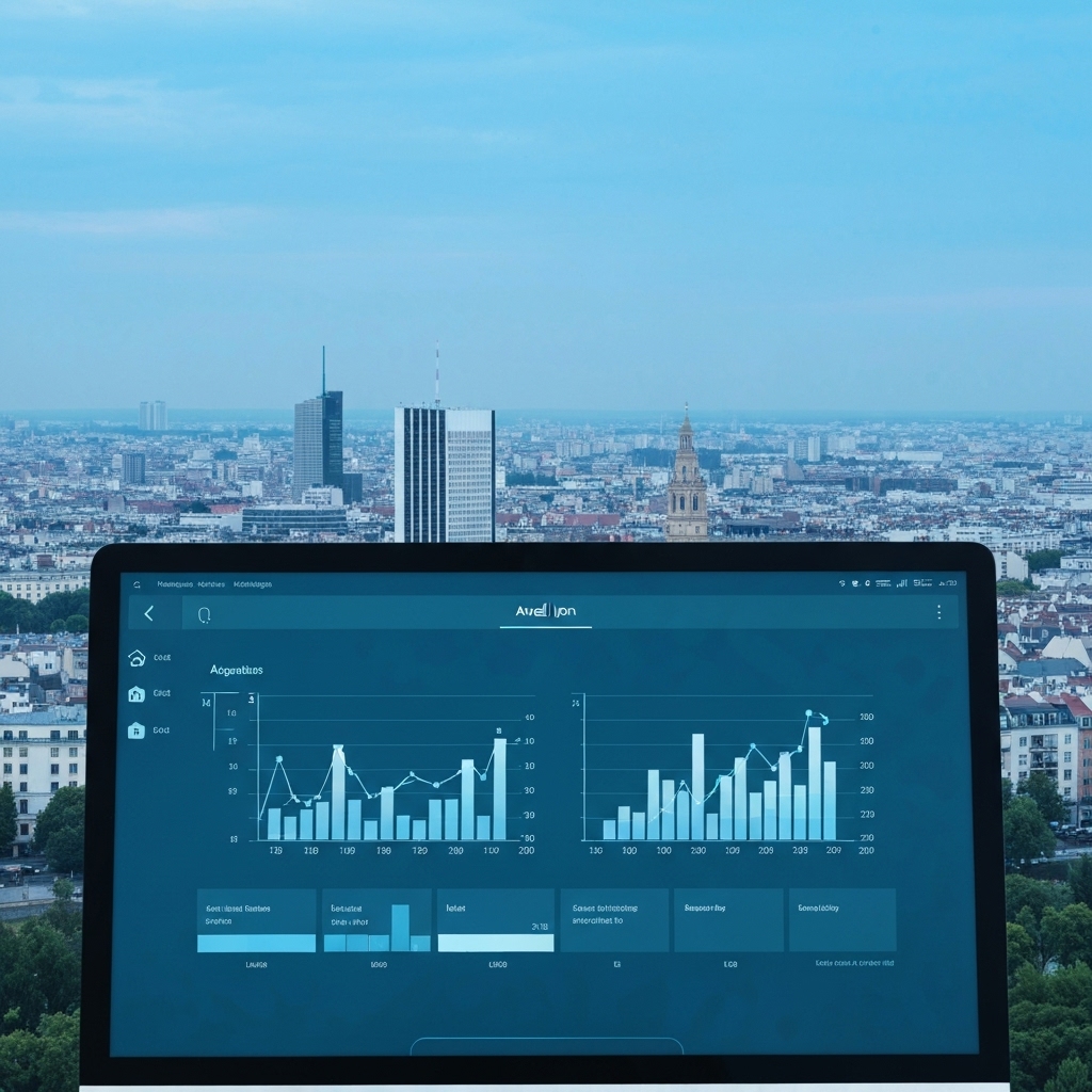 A digital lock protecting a WordPress dashboard with Lyon city skyline in soft focus background