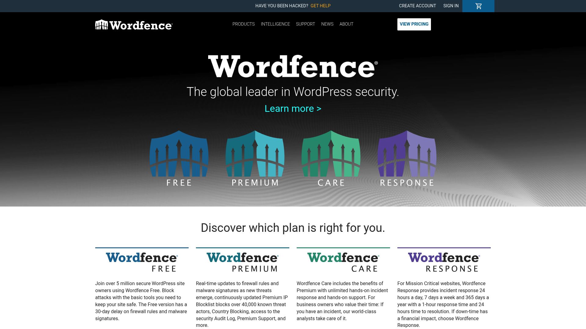 Wordfence dashboard showing scan results and malware detection list