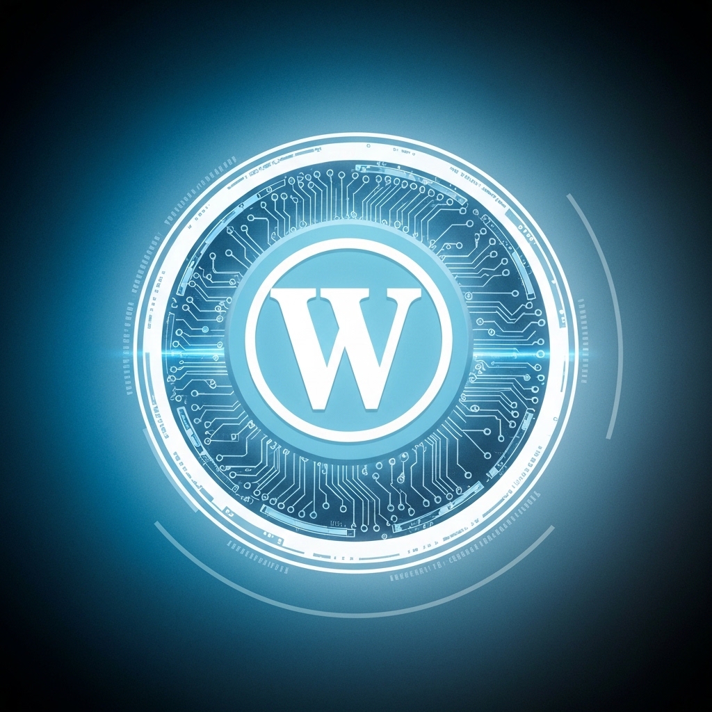 Bouclier numérique protégeant un site WordPress. Illustration pour un guide complet de sécurité site WordPress.