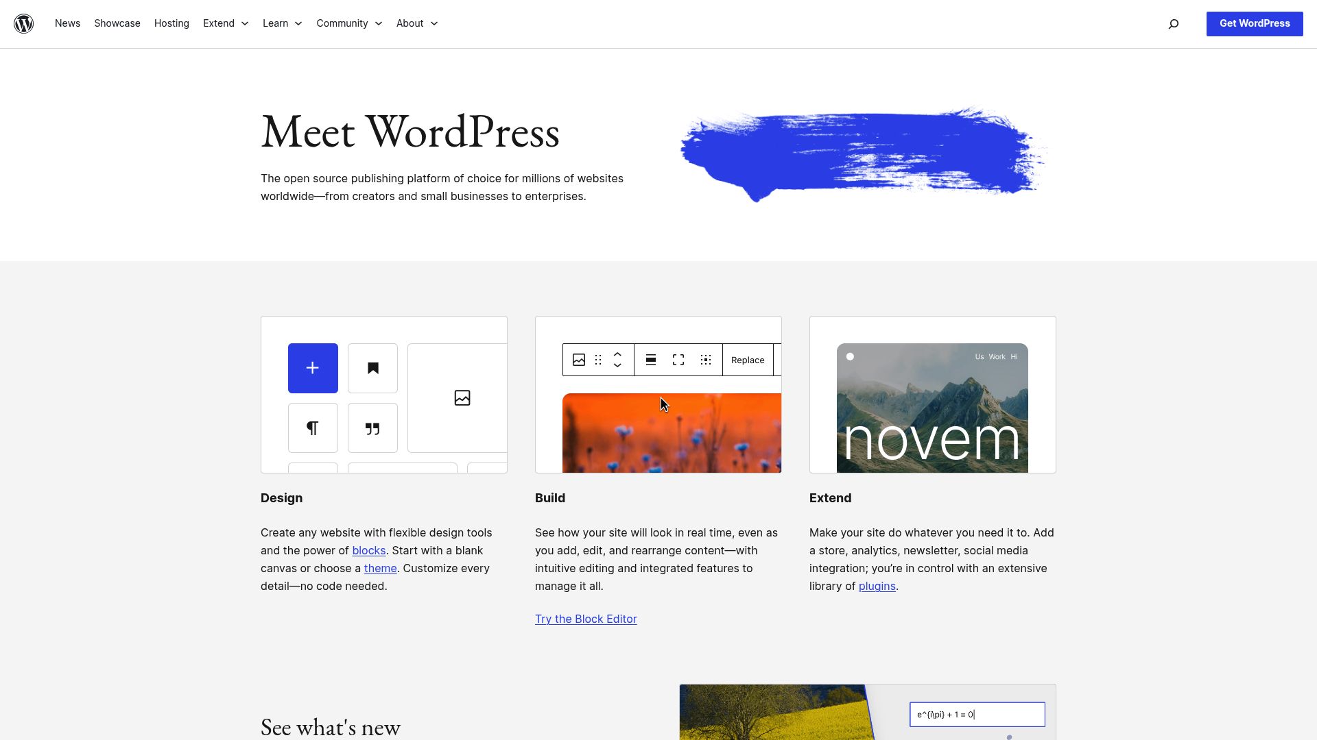 Screenshot of wordpress.org