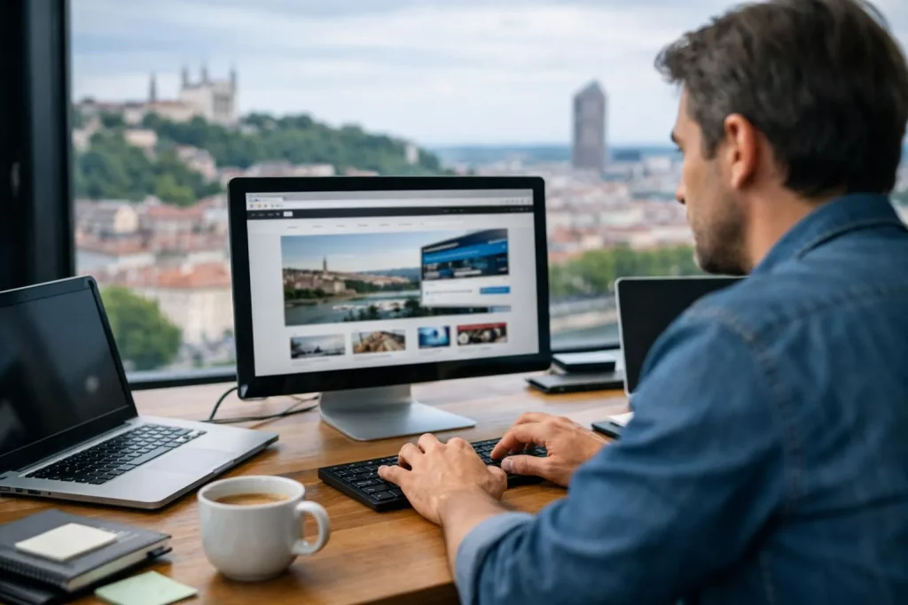 Choix agence WordPress à Lyon, personne travaillant sur un site Web