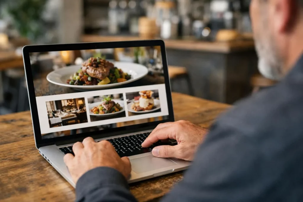 Créer site web restaurant Lyon avec WordPress sur ordinateur portable