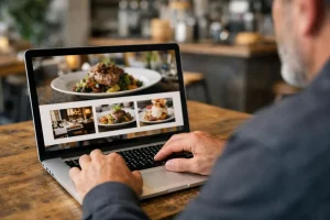 Créer site web restaurant Lyon avec WordPress sur ordinateur portable