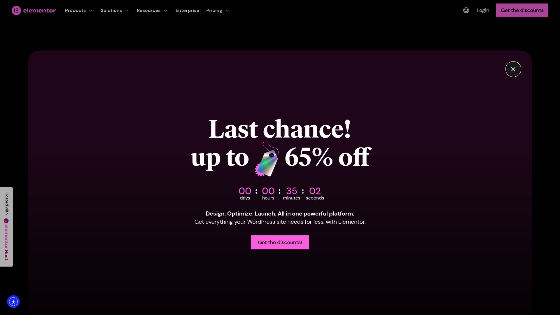 Interface WordPress avec l'éditeur Elementor utilisé par les agences.