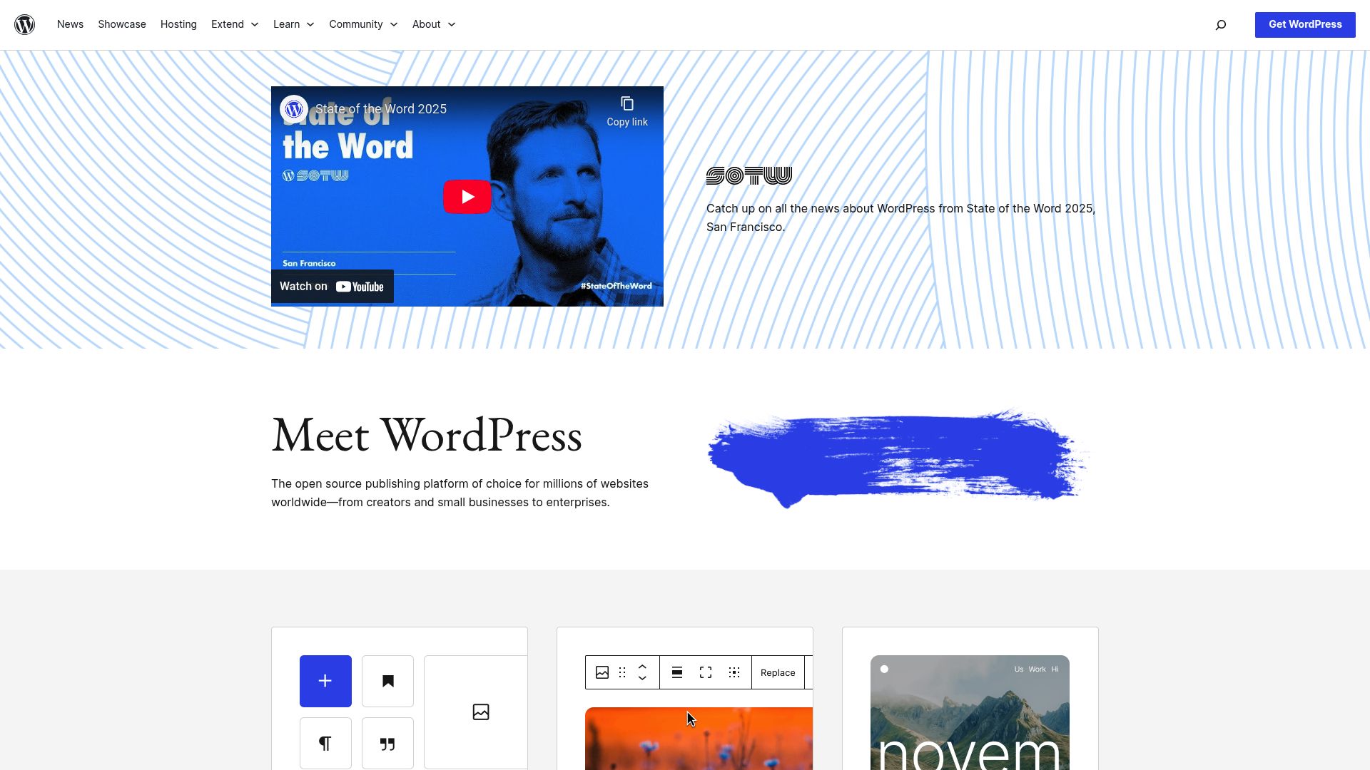 Screenshot of wordpress.org