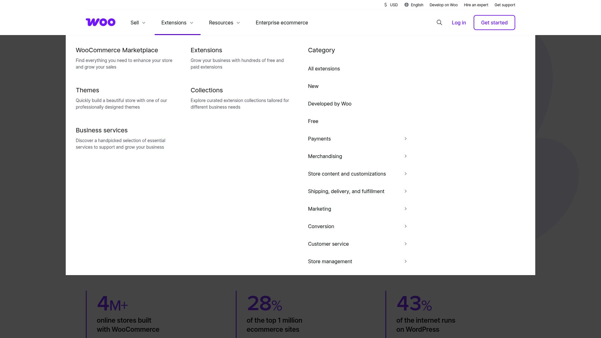 Screenshot of woocommerce.com